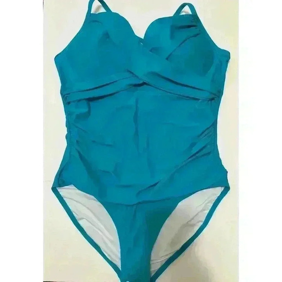 Hilor Aqua One-Piece Criss Cross Back Swimsuit NWT Size 16 - Picture 3 of 11